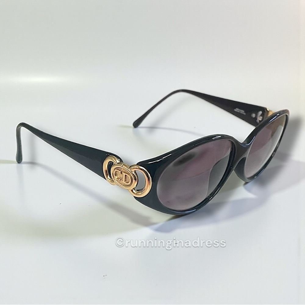 Vintage Christian Dior Black & Gold CD Logo Sunglasses 2851A - Picture 2 of 15